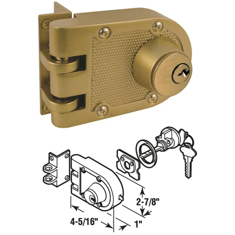 Defender Security U9972 Brass Double Cylinder Single Rim Deadlock Jimmy-Resistant