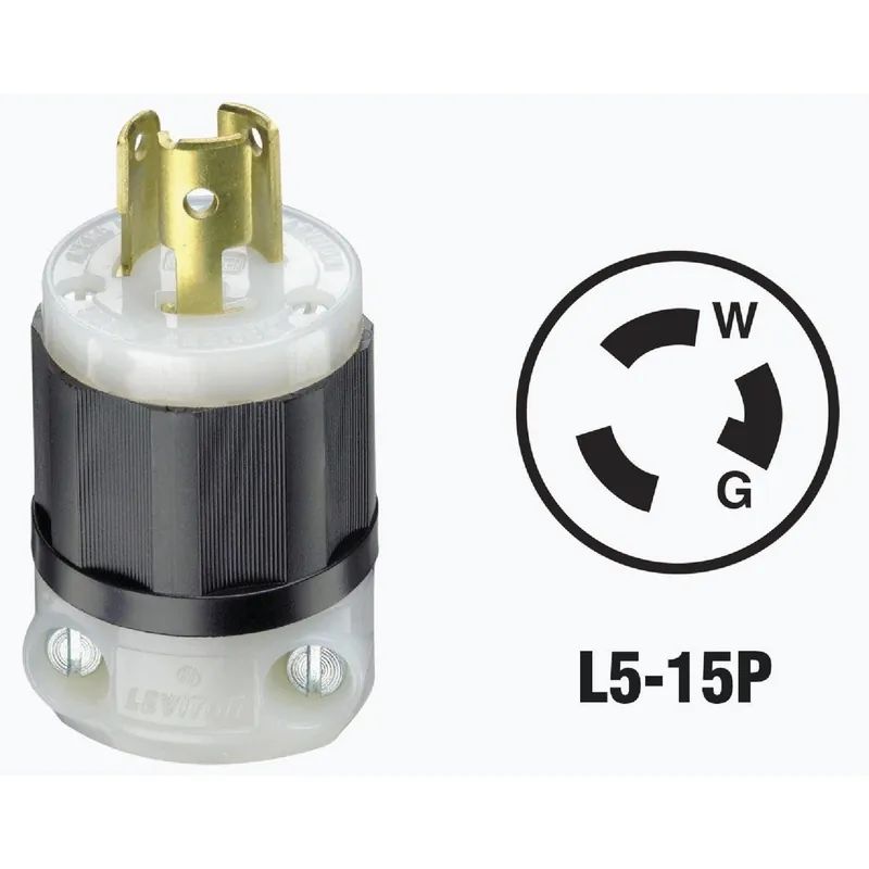 Leviton 161-04720-00C 15A 125V 3-Wire 2-Pole Industrial Grade Locking Cord Plug