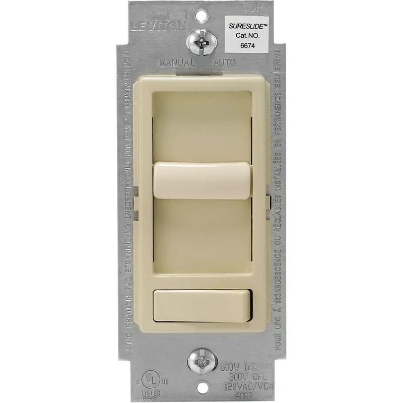 Leviton R71-06674-P0I Decora Incandescent/LED/CFL Ivory Slide Dimmer Switch