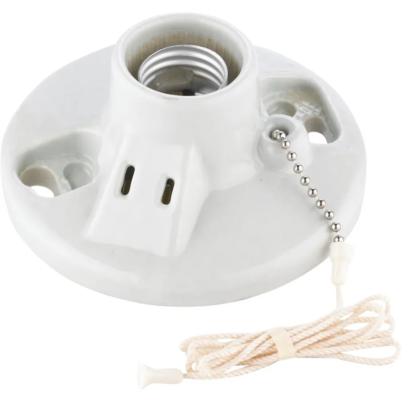 Leviton 000-09716-00C White Porcelain Incandescent Lampholder with Grounded Outlet