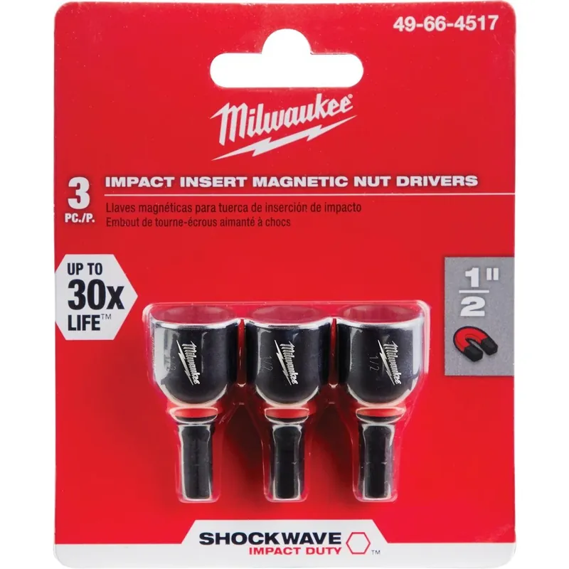 Milwaukee 49-66-4517 Insert Impact Nutdriver 1/2 In. x 1-1/2 In. (3-Pack)