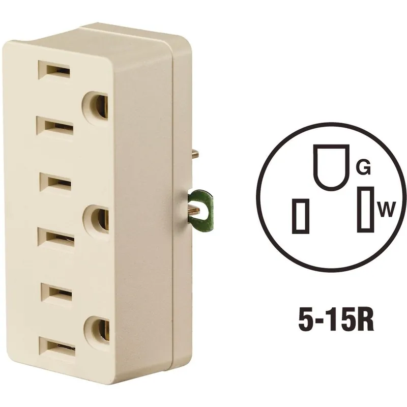 Leviton 001-00698-00I Ivory 15A 3-Outlet Tap