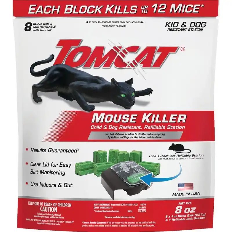 Tomcat 0372010 Mouse Killer I Refillable Mouse Bait Station (8-Refill)