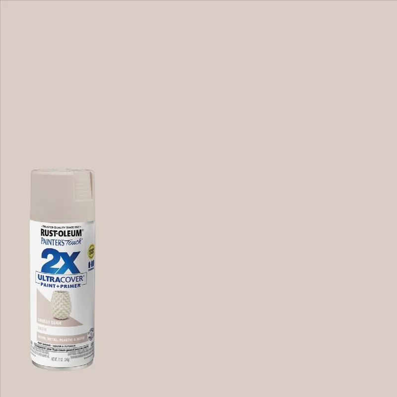 Rust-Oleum 334092 Painter's Touch 2X Ultra Cover 12 Oz. Satin Paint + Primer Spray Paint Smokey Beige