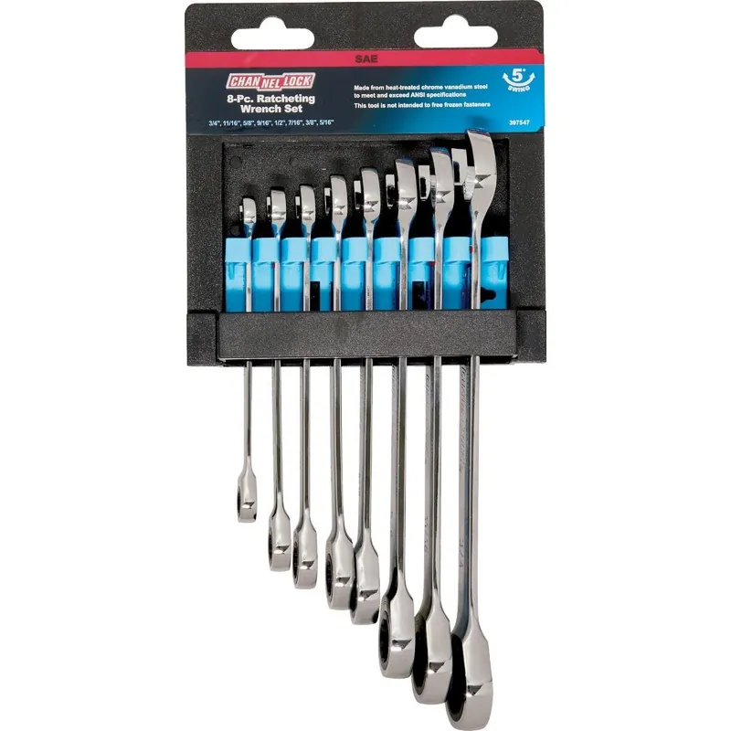 Channellock 397547 Standard 12-Point Ratcheting Combination Wrench Set (8-Piece)
