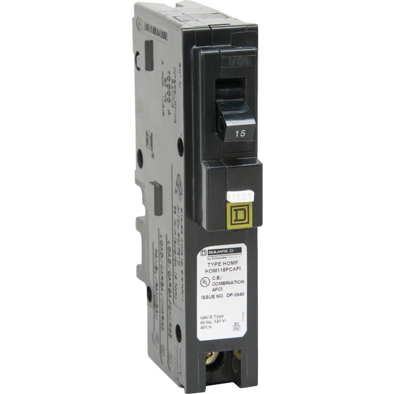 Square D HOM115PCAFIC Homeline 15A Single-Pole CAFCI Plug-On Neutral Combination Arc Fault Breaker