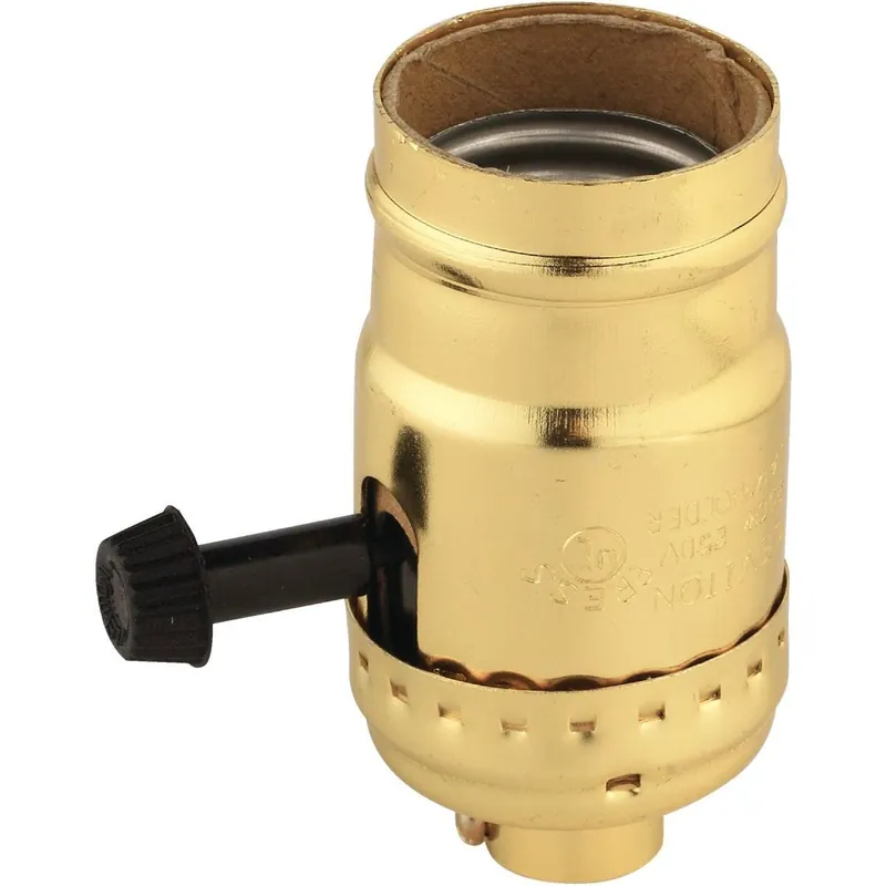 Leviton R50-10083-16 Turn-Knob Medium Base Brass Lamp Socket