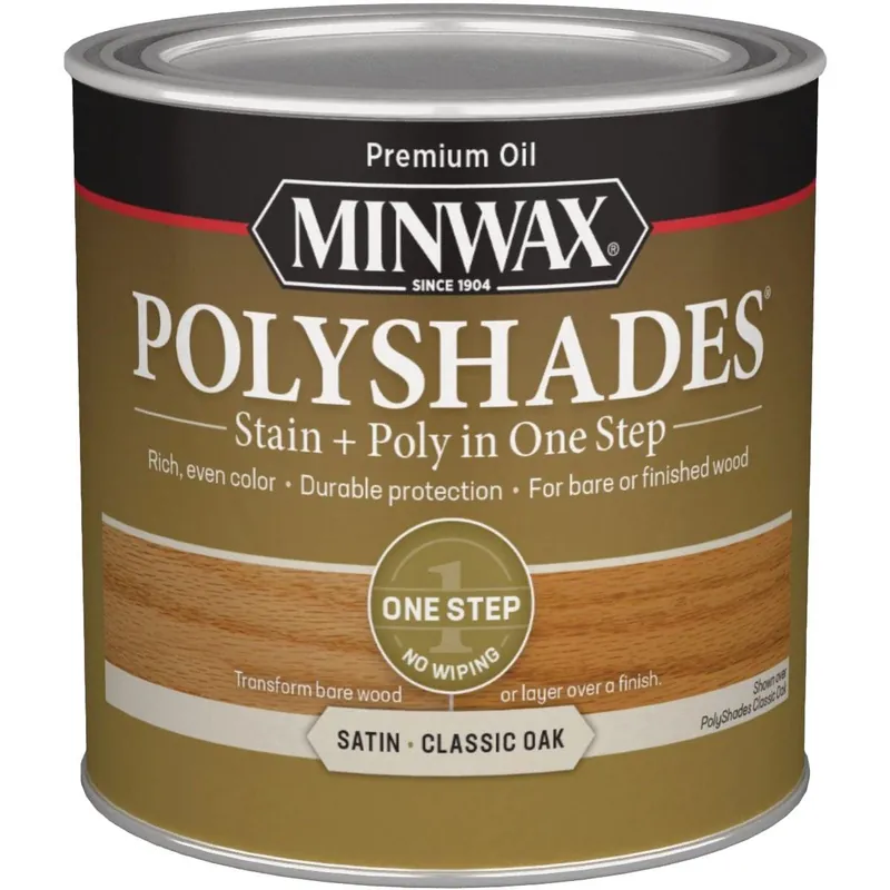 Minwax 213704444 Polyshades 1/2 Pt. Satin Stain & Finish Polyurethane In 1-Step Classic Oak