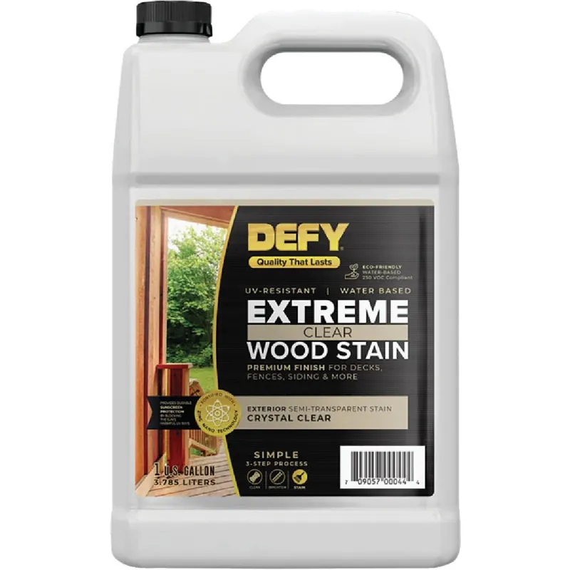 DEFY 300164-F Extreme Transparent Exterior Wood Stain Crystal Clear 1 Gal Bottle