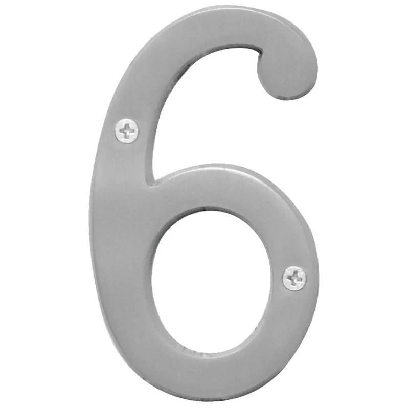 Hy-Ko BR-43SN/6 Prestige Series 4 In. Satin Nickel House Number Six