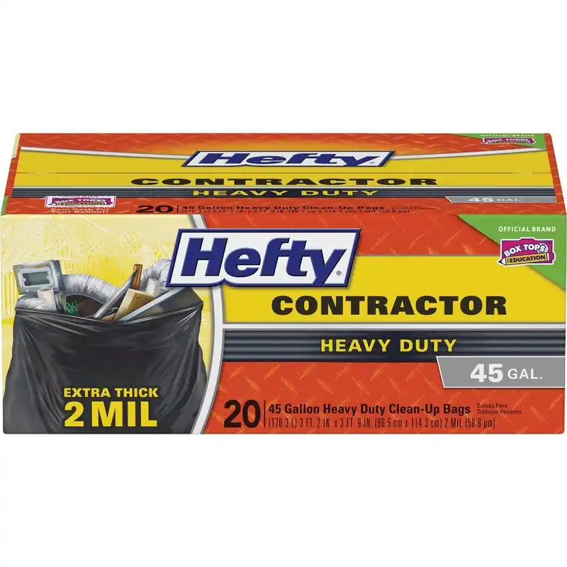 Hefty E24519 45 Gal. Contractor Black Trash Bag (20 Count)