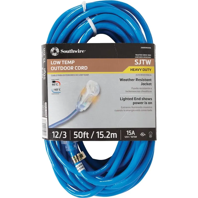 Coleman Cable 2568SW0006 ColdFlex 50 Ft. 12/3 Cold Weather Extension Cord