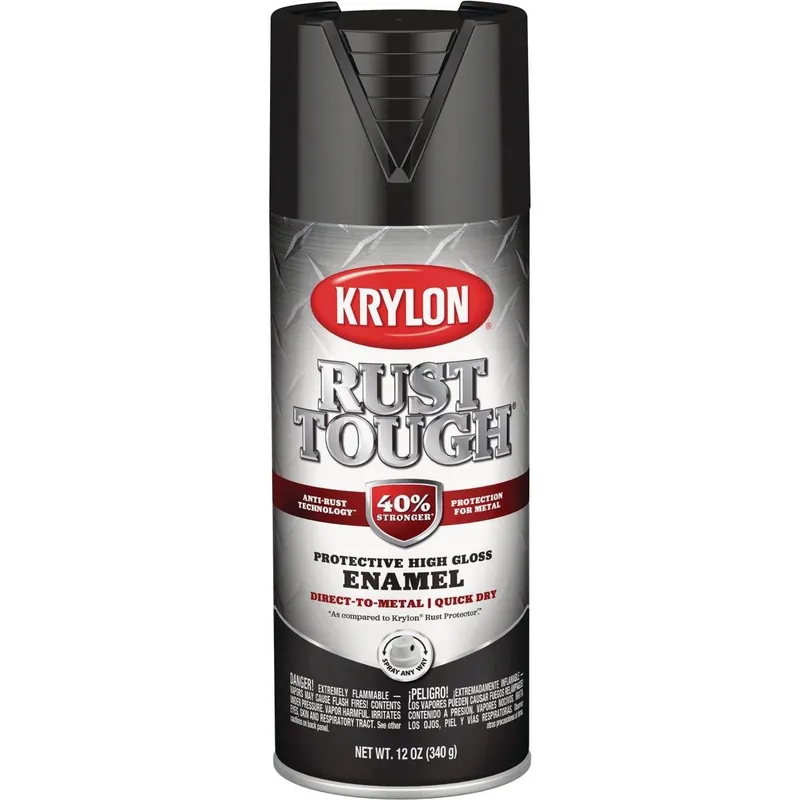 Krylon K09202008 Rust Tough 12 Oz. Gloss Alkyd Enamel Spray Paint Black