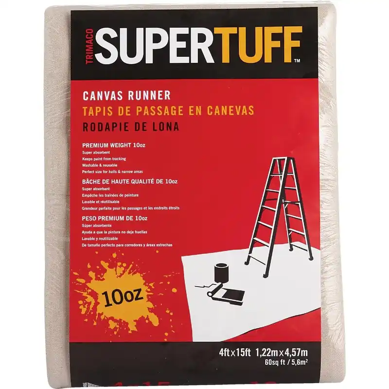 Trimaco 51128 SuperTuff Canvas 4 Ft. x 15 Ft. 10 Oz. Drop Cloth