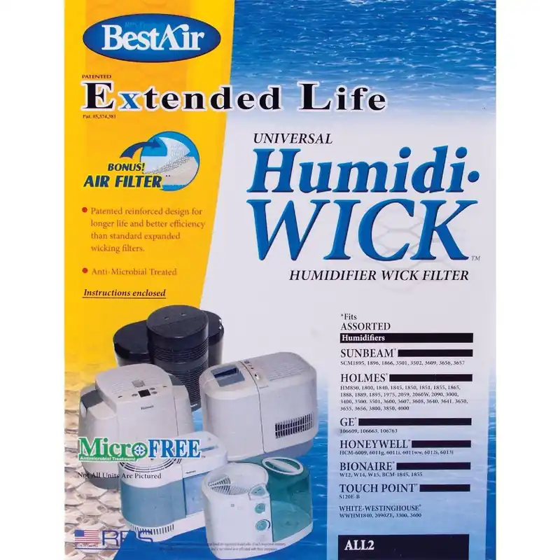 BestAir ALL-2-PDQ-3 Extended Life Humidi-Wick ALL2 Humidifier Wick Filter with Air Filter