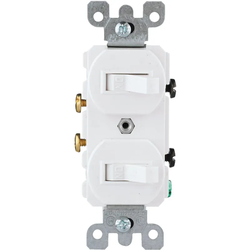 Leviton R62052242WS Single Pole White 15A Quiet Duplex Switch