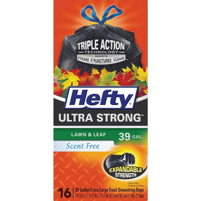 Hefty E87915 Ultra Strong 39 Gal. Extra Large Black Trash Bag (16-Count)