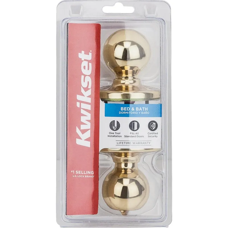 Kwikset 300PCPV1 Polo Polished Brass Bed & Bath Door Knob