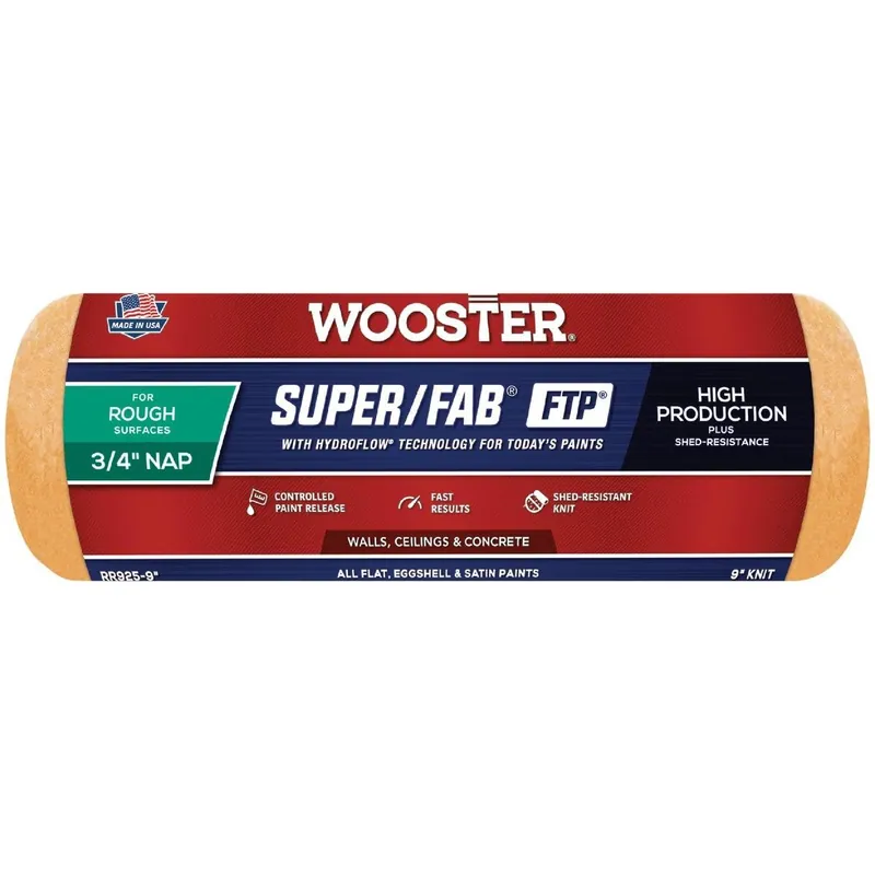 Wooster Brush RR925-9 Wooster Super/Fab FTP 9 In. x 3/4 In. Knit Fabric Roller Cover
