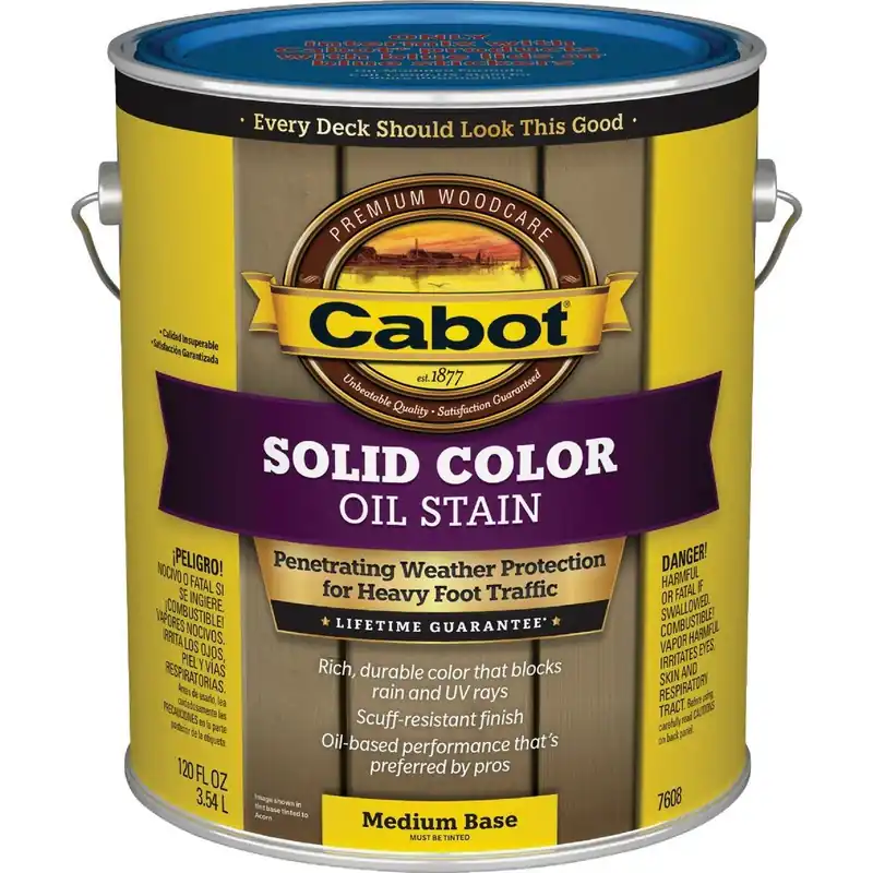 Cabot 140.0007608.007 VOC Solid Color Oil Deck Stain Medium Base 1 Gal.