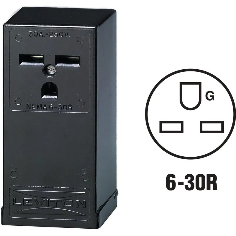 Leviton 010-05376-P00 30A Surface Mount Black 6-30R Power Outlet