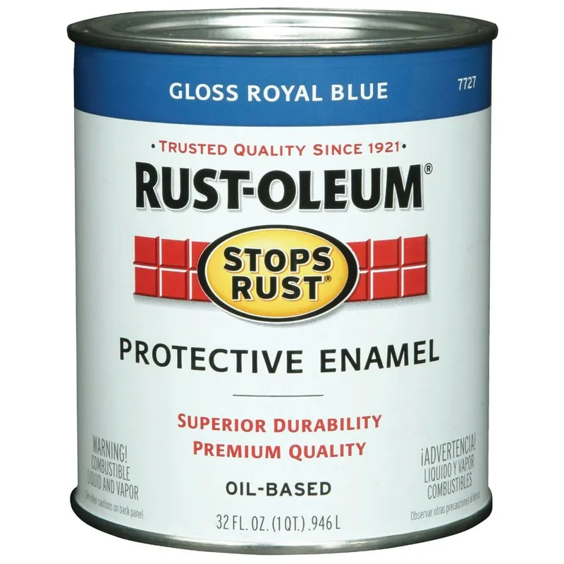 Rust-Oleum 7727502 Stops Rust Oil Based Gloss Protective Rust Control Enamel Royal Blue 1 Qt.
