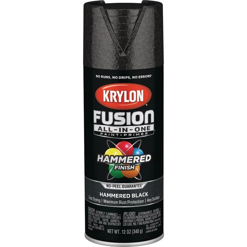 Krylon K02782007 Fusion All-In-One Hammered Spray Paint & Primer Black