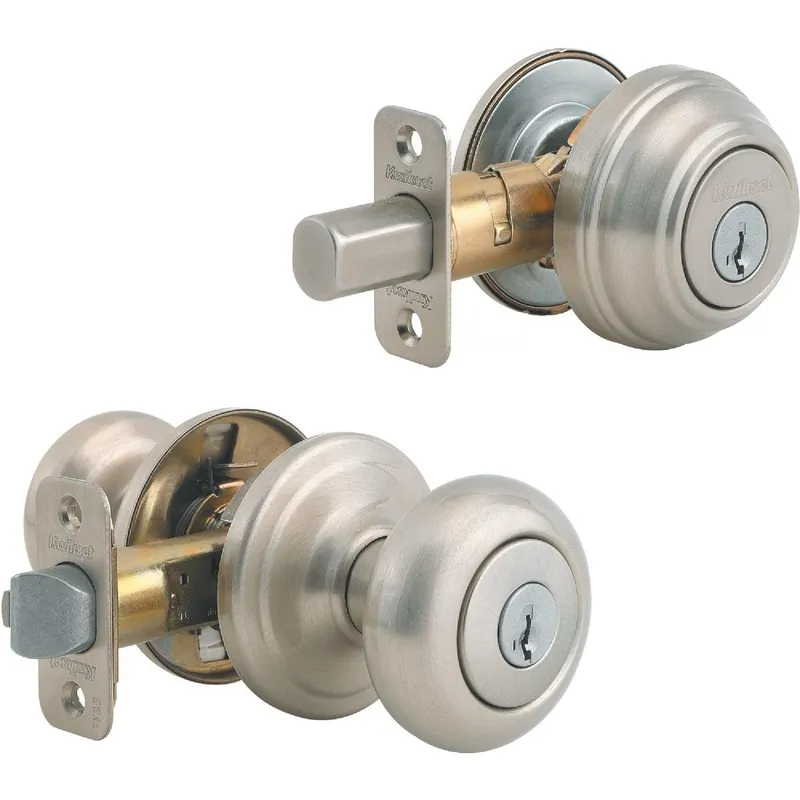 Kwikset 991J15SMTCPK4 Signature Series Satin Nickel Deadbolt and Door Knob Combo