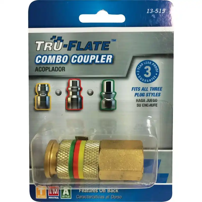 Tru-Flate 13-515 Combo-Coupler 1/4 In. FNPT Brass Coupler