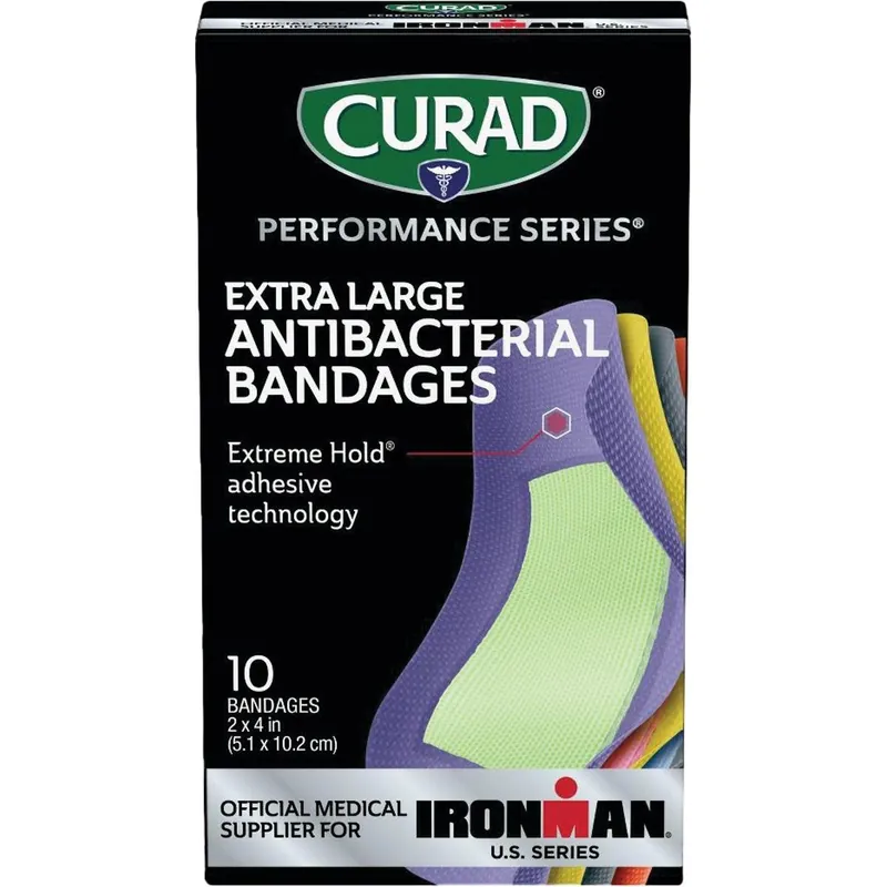 Curad CURIM5018 Performance Series Antibacterial Bandages XL 2 In. x 4 In. 10 Ct