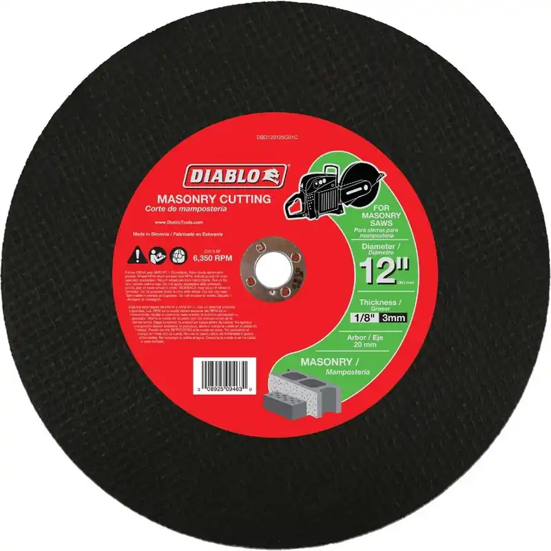 Diablo DBD120125G01C Type 1 12 In. x 1/8 In. x 20 mm Masonry Cut-Off Wheel