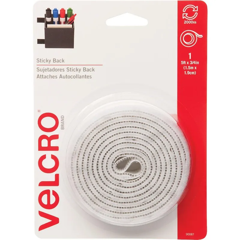Velcro 90087 Sticky Back Reclosable Hook & Loop Roll 3/4 In. x 5 Ft.