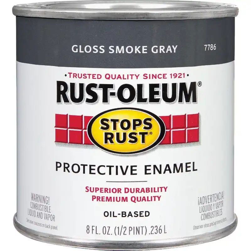 Rust-Oleum 7786730 Stops Rust Oil Based Gloss Protective Rust Control Enamel Smoke Gray 1/2 Pt.