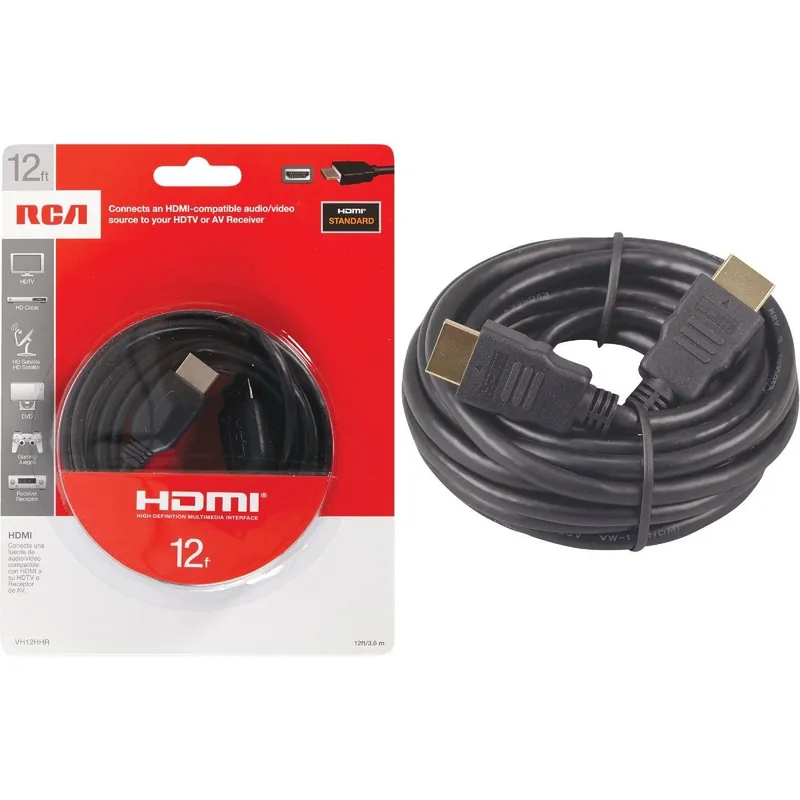 RCA VH12HHR RCA 12 Ft. Black Standard HDMI Cable