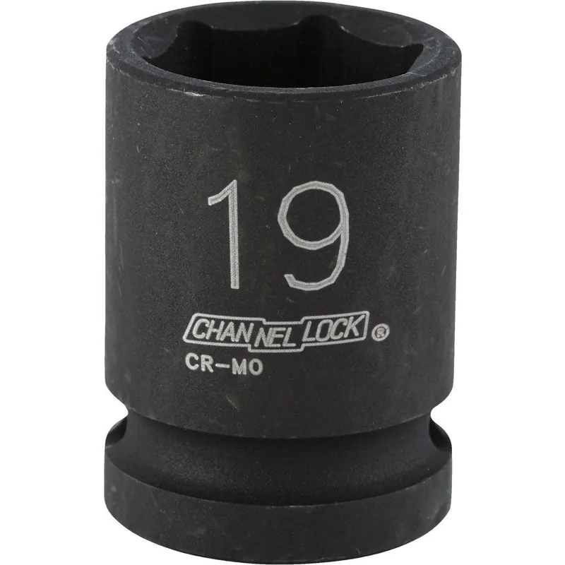 Channellock 315206 1/2 In. Drive 19 mm 6-Point Shallow Metric Impact Socket