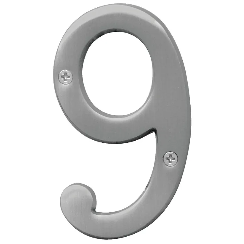 Hy-Ko BR-43SN/9 Hy-Ko Prestige Series 4 In. Satin Nickel House Number Nine