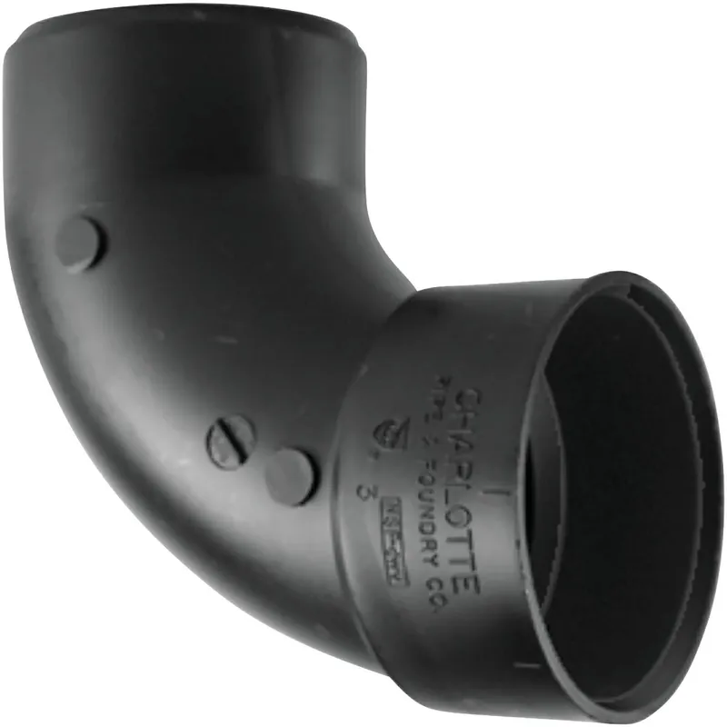 Charlotte Pipe ABS003020800HA 2 In. Hub x Spigot 90 Deg. Sanitary Street ABS Elbow (1/4 Bend)