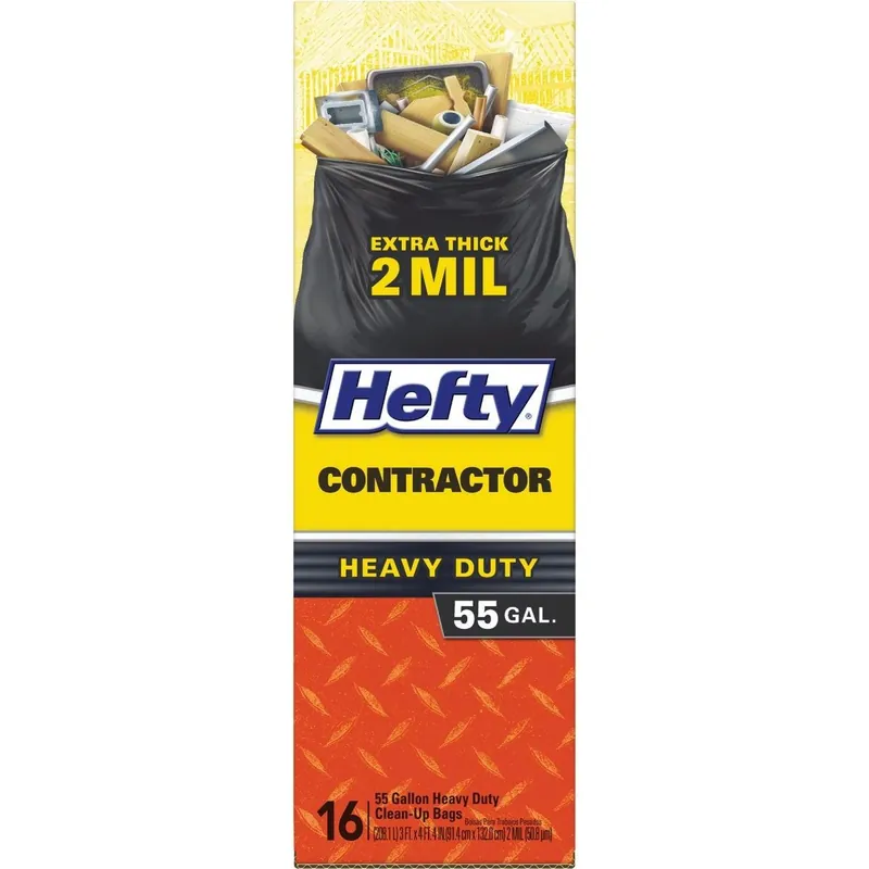 Hefty E25516 Contractor Black Trash Bag 55 Gal. (16-Count) Replacement MPN