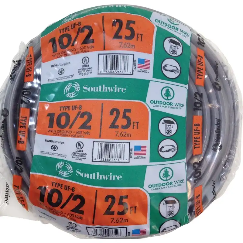 Southwire 13056721 25 Ft. 10 AWG 3-Conductor UFW/G Electrical Wire