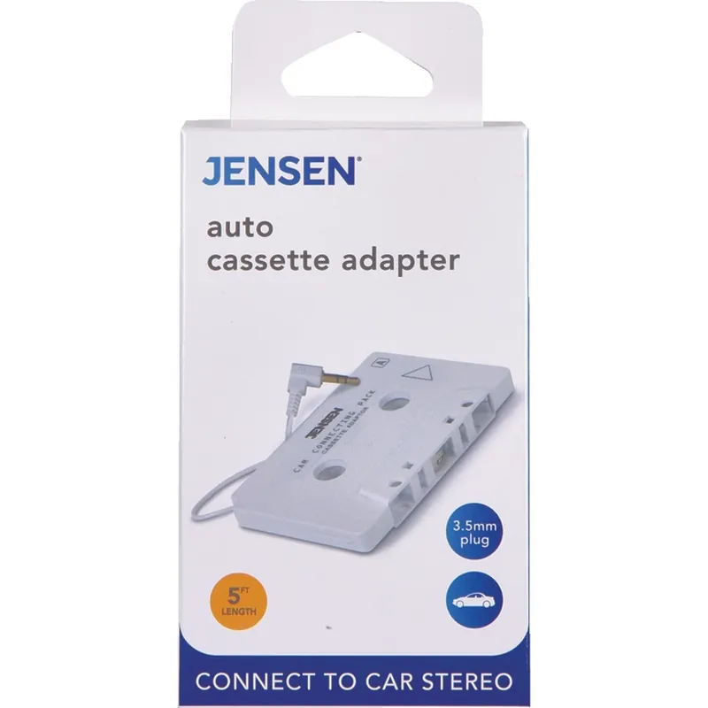 Jensen JAH760V Cassette Adapter 2 Ft Cord White