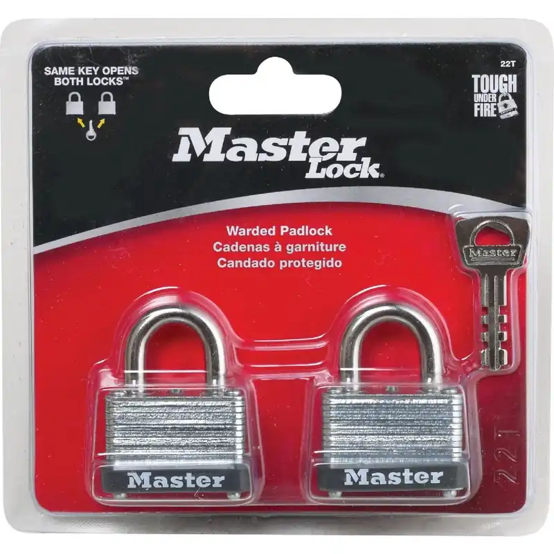 Master Lock 22T 1-1/2 In. W. Warded Keyed Alike Padlock (2-Pack) 22T