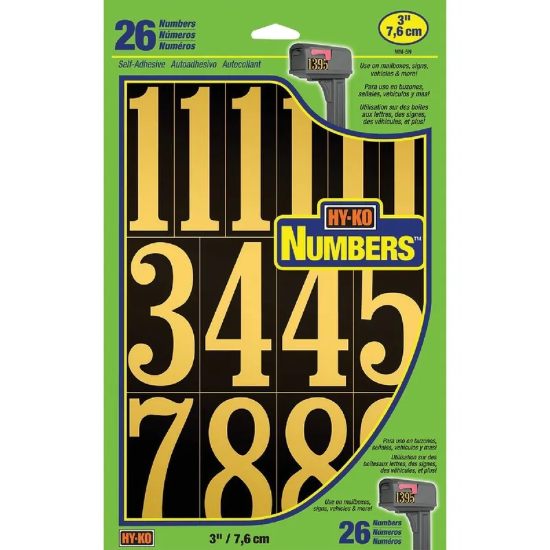 Hy-Ko MM-5N 3 In. Polyester Adhesive Number Set 26 Numbers
