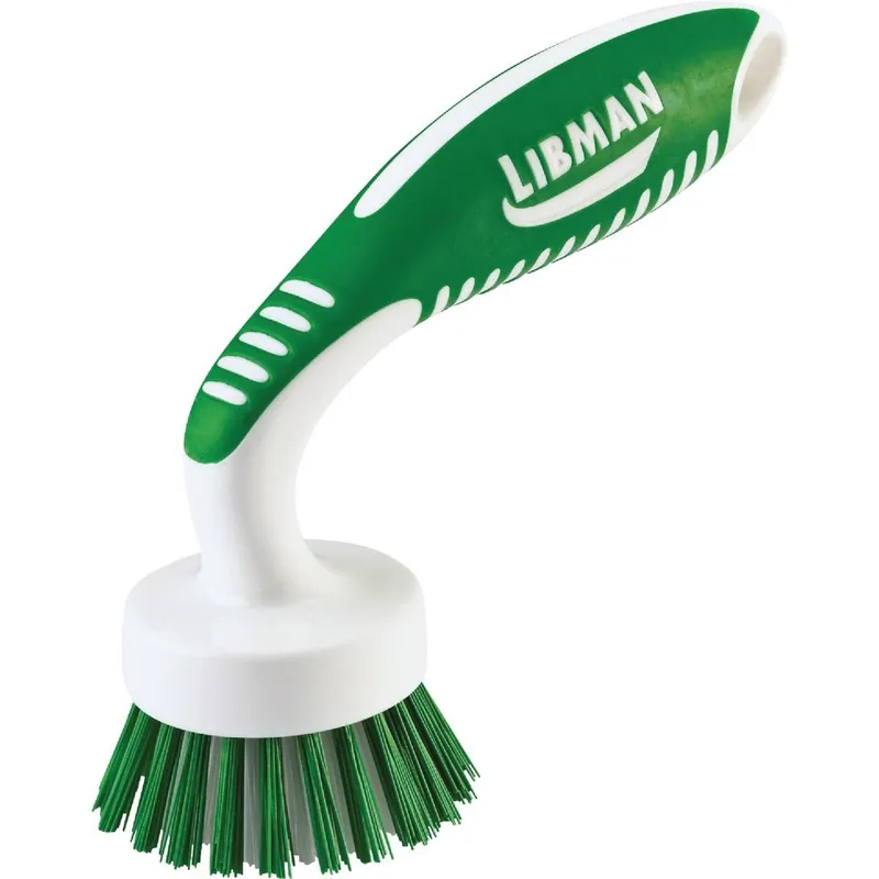Libman 42 White & Green Polymer 8 In. Ergonomic Rubber Grip Dish Brush