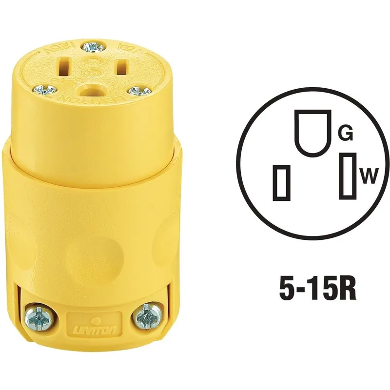 Leviton 000-515CV 15A 125V 3-Wire 2-Pole Residential Grade Cord Connector