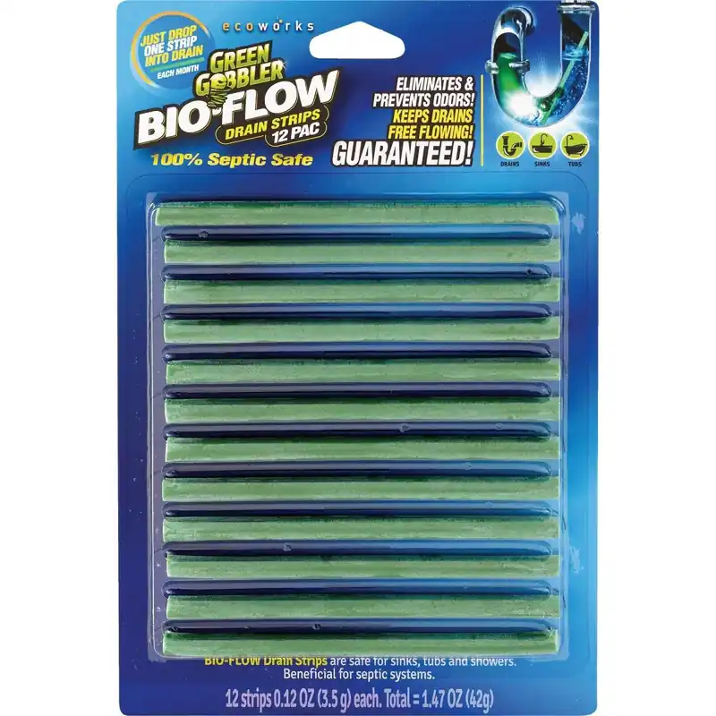 Green Gobbler G0658D Bio-Flow 1.47 Oz. Drain Cleaner Strips (12-Pack)