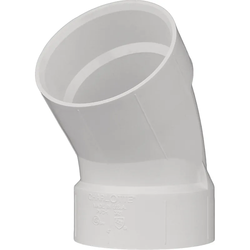 Charlotte Pipe PVC003211600HA 6 In. Schedule 40 45 Deg. Short Radius DWV PVC Elbow (1/8 Bend)
