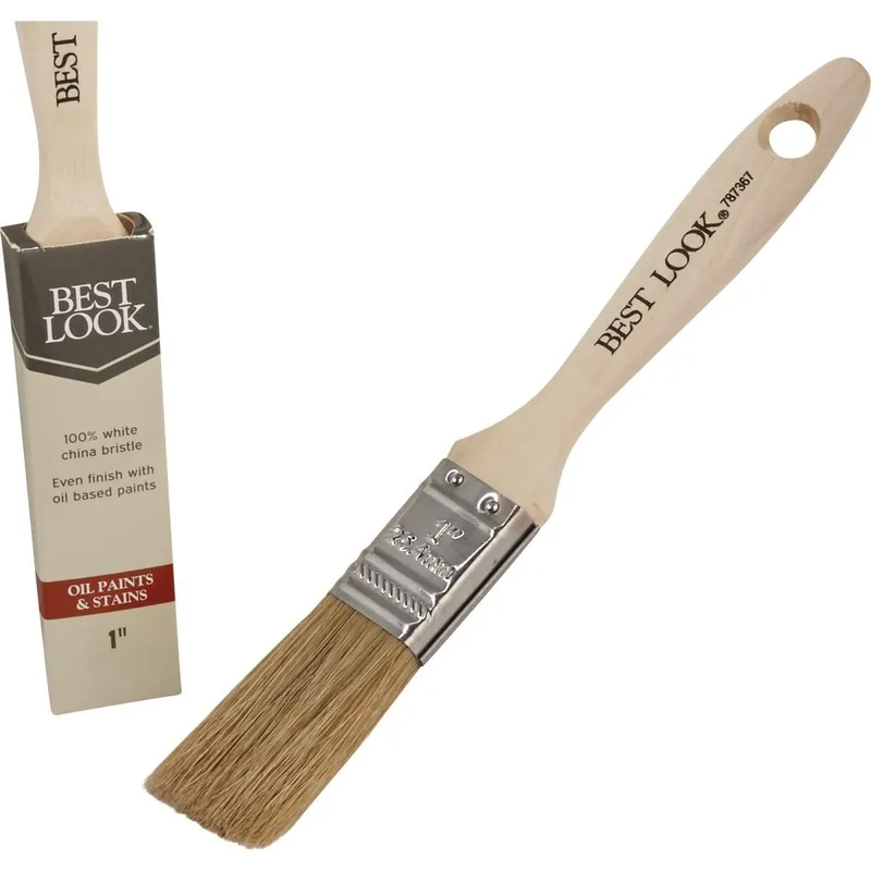 Best Look 787367 1 In. Flat White Natural China Bristle Paint Brush