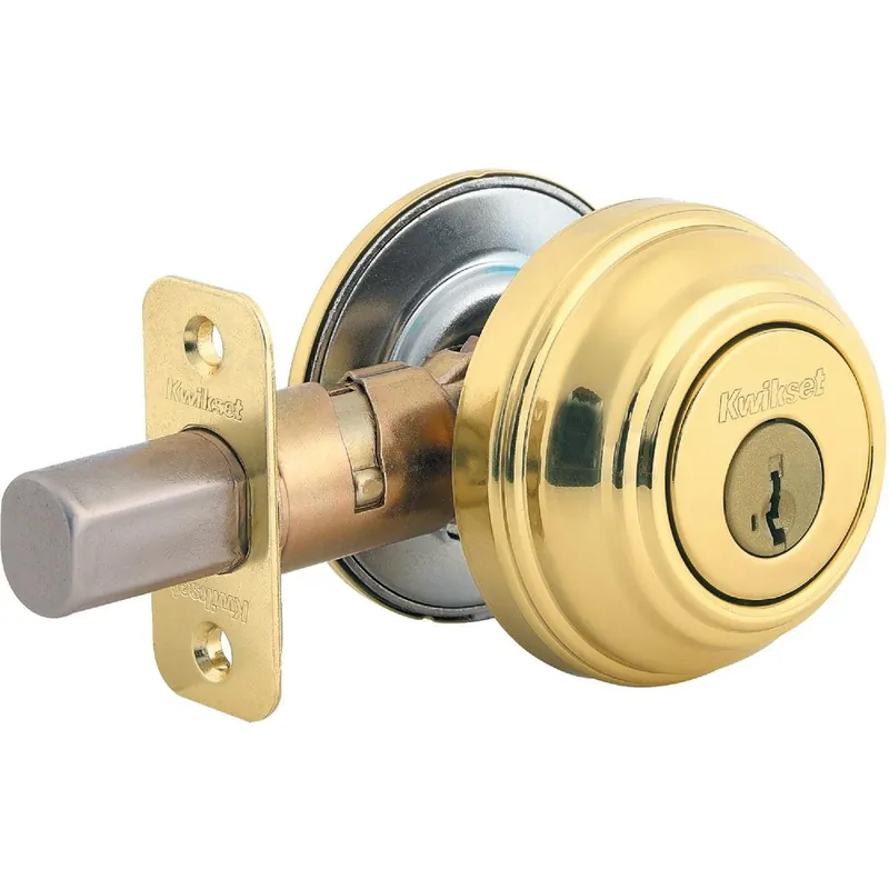Kwikset 9803SMTCPK4V1 Signature Series Polished Brass Single Cylinder Deadbolt