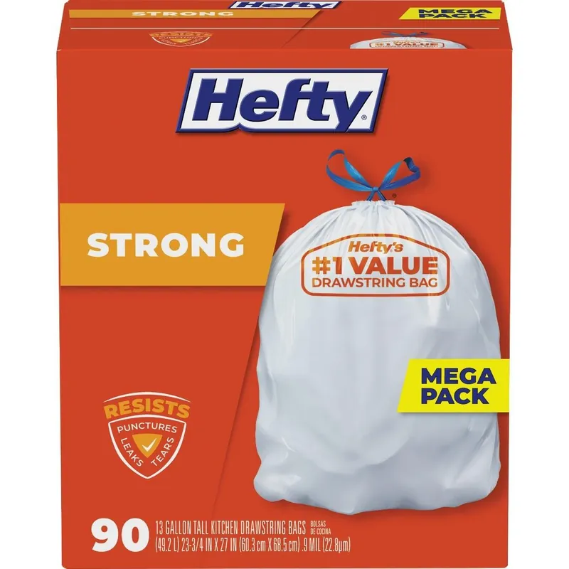 Hefty E84574 Tall Kitchen Trash Bag 13 Gal 90 Count