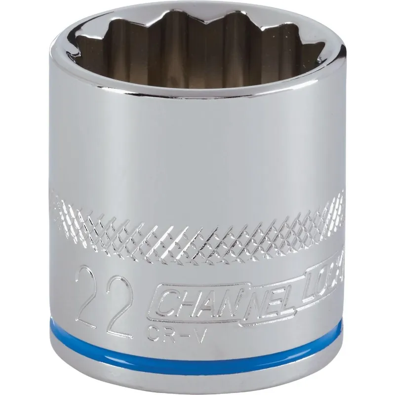 Channellock 347051 3/8 In. Drive 22 mm 12-Point Shallow Metric Socket